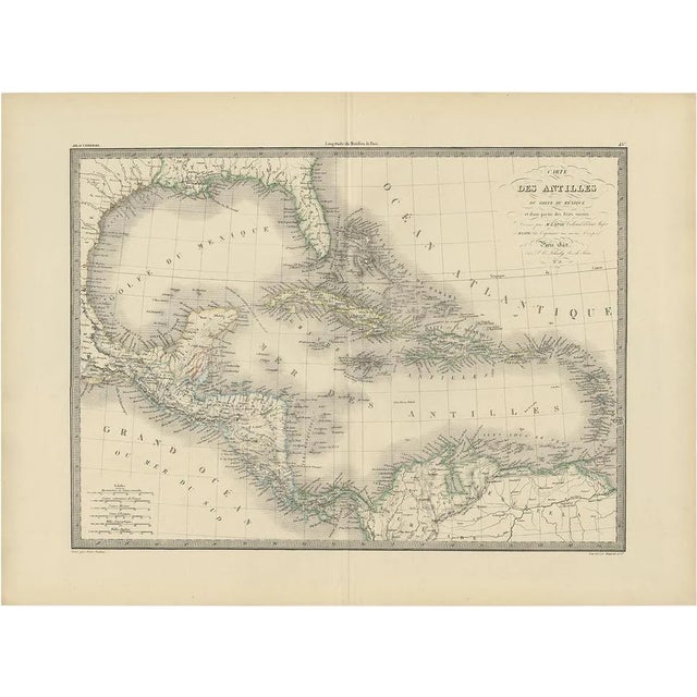Antique Map of the Antilles by Lapie, 1842 For Sale