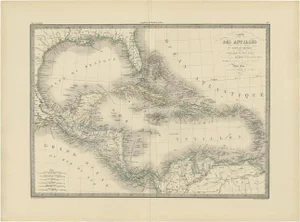 Antique Map of the Antilles by Lapie, 1842