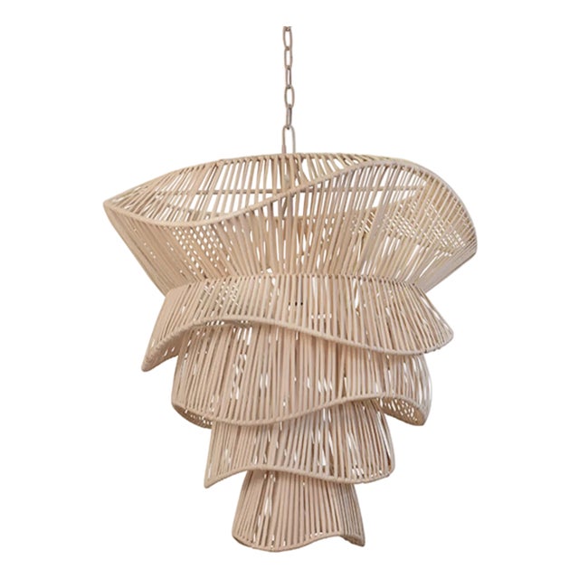 Matthew Izzo Home Cambry Bleached Rattan Pendant Light For Sale