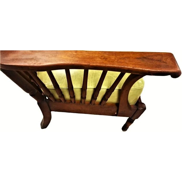 English Stickley Brothers Signed Antique Maple Windsor Chair With New Leather and Textile Seat and Back Cushions - Grand Rapids - 1920s For Sale - Image 3 of 11