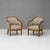 Pair of Swedish art deco club chairs fully restored and upholstered in a muted green fabric. Re-finished. Sweden circa 1930.