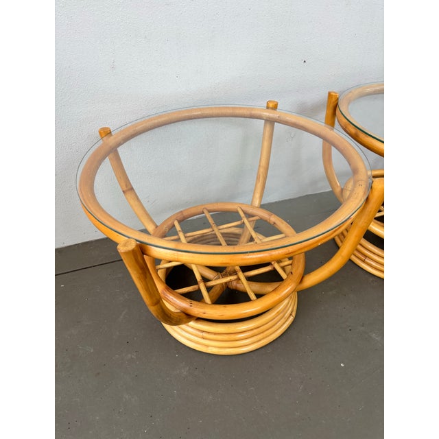 Pair of 1970s Italian Style Rattan Coffee Side Tables For Sale - Image 10 of 12