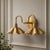 Contemporary Brass 2-Light Vanity Sconce With Scalloped Shades, Bathroom Wall Light, Brass Swan-Neck Wall Sconce For Sale - Image 3 of 8