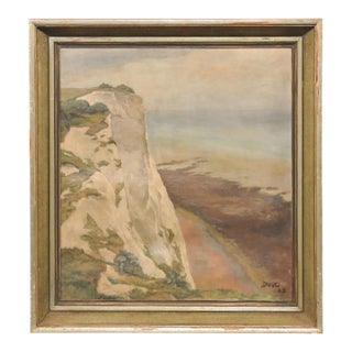 Swedish Framed Ocean Cliff Painting, c.1932 For Sale