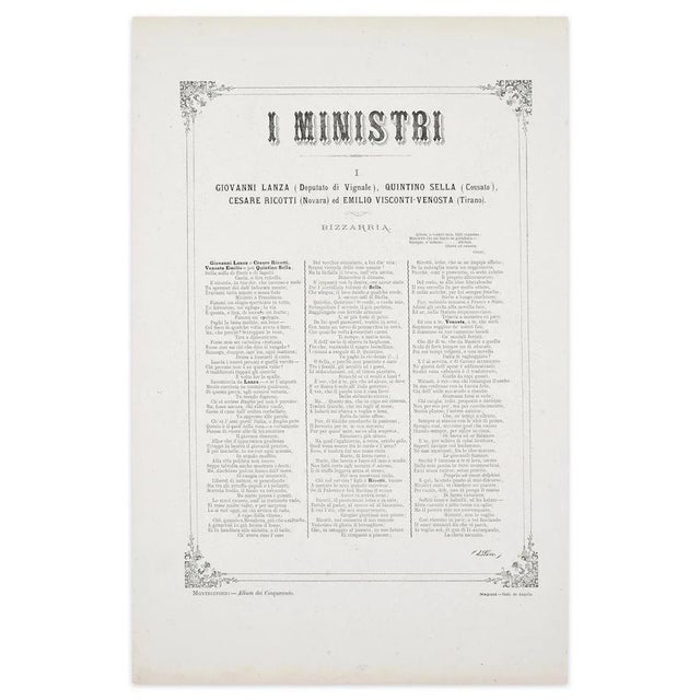 I ministri is an original artwork realized in 1872 by antonio manganaro. Original colored lithograph. Good conditions...