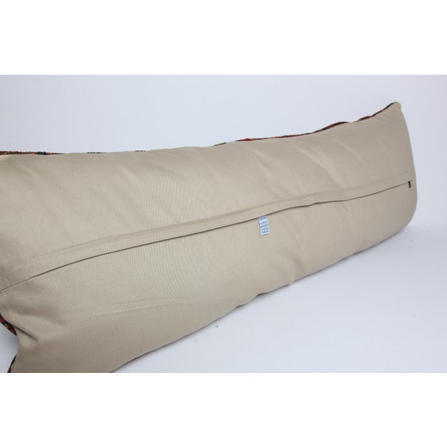 Handwoven Vintage Turkish Kilim Lumbar Pillow – Boho Rustic Decor For Sale - Image 12 of 12
