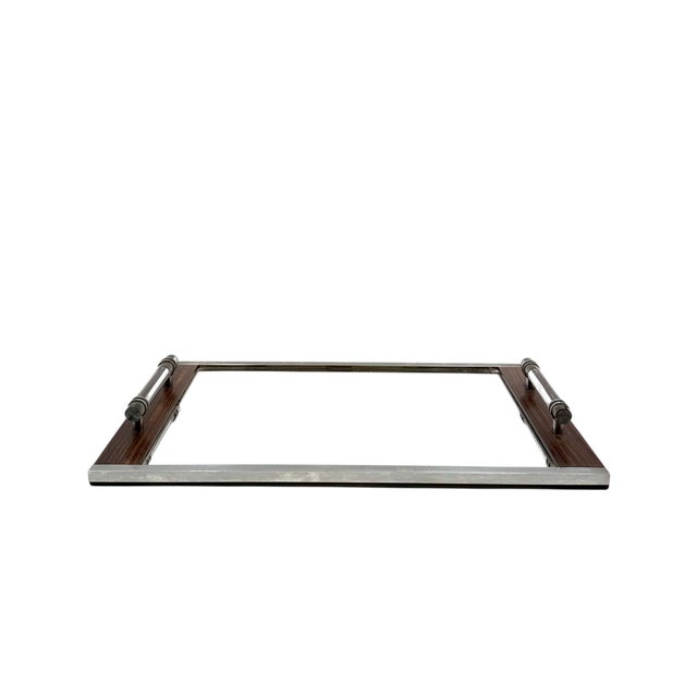 Metal French Modern Mirrored Tray in the style of Jacques Adnet, 1940s For Sale - Image 7 of 13