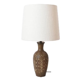 Low Relief Folliage Pattern Ceramic Lamp, 1930s For Sale