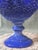 Nora Fenton Vintage Mid-Century Modern Fenton Periwinkle Blue Diamond Lace One Horn Epergne For Sale - Image 4 of 6
