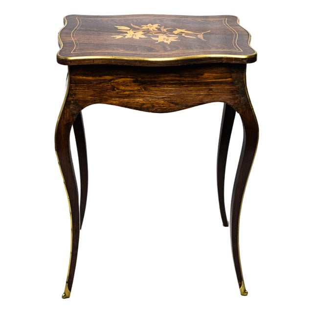 Dressing Table in Fruitwood and Wood Marquetry, 1890s For Sale