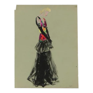 1950s Fashion Dress Watercolor Painting by Orval Hempler