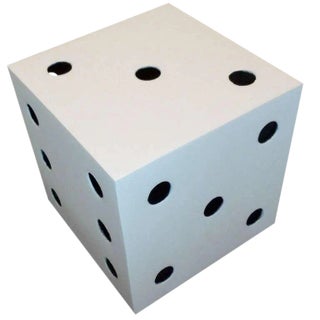 Vintage Monumental Belgium Metal Black & White Sculptural Dice Cube Sculpture, 1940's For Sale