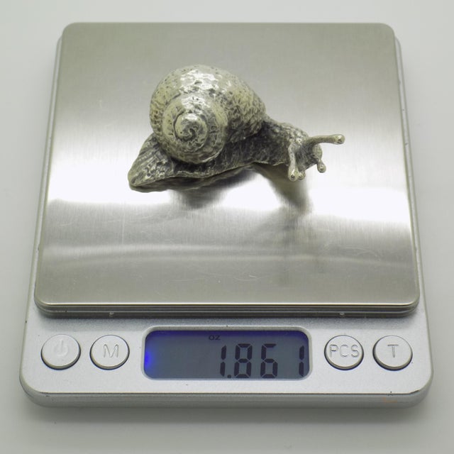 Vintage Italian Genuine Silver 800 Life-Size Snail Figurine by Arezzo Silversmith Ar 100, 1970s For Sale - Image 11 of 13