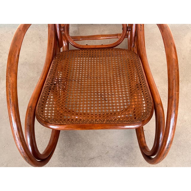 Pair of Bentwood Rocking Chairs With Cane Seat and Back For Sale - Image 9 of 9