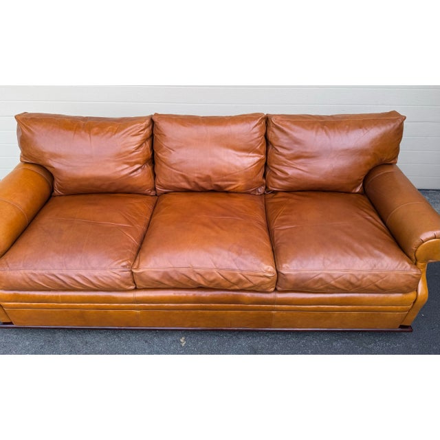 Terra Cotta Ralph Lauren Wentworth Leather Sofa For Sale - Image 8 of 12