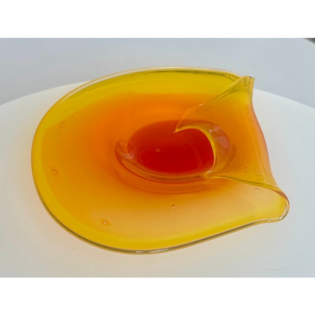 1970s Orange Art Glass Bowl Hand-Blown Mid-Century Modern Italy 1970s Murano For Sale - Image 5 of 7