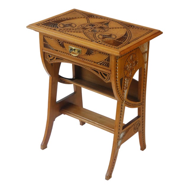 Antique Dutch Hand Carved Wooden Side Table For Sale