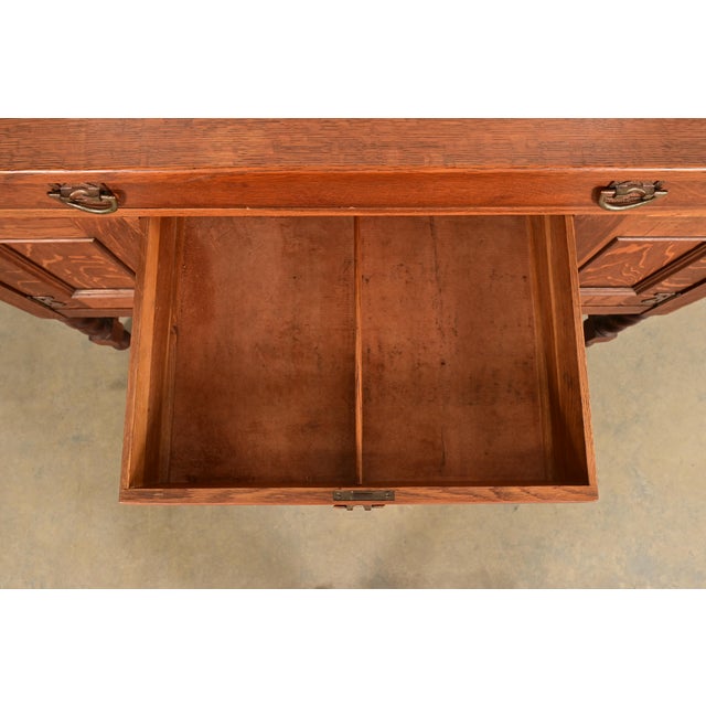 Wood Stickley Brothers Antique Mission Oak Arts & Crafts Sideboard or Bar Cabinet, Circa 1910 For Sale - Image 7 of 16