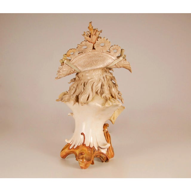 Art Nouveau Amphora Austria Bust Figurine Polychrome Ceramic Pottery Sculpture For Sale - Image 10 of 13