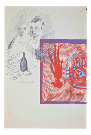 Mino Maccari, The Couple, Pencil Drawing, 1950