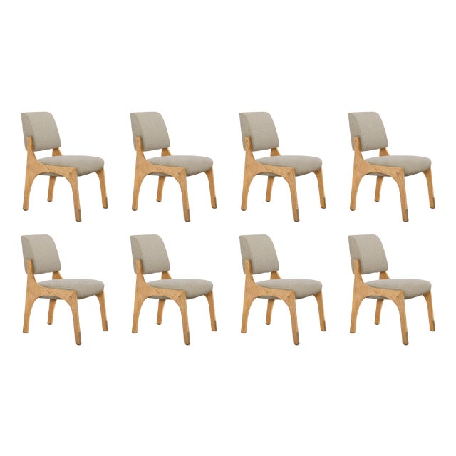 Arches II Dining Chairs in Oak and Bouclé by Insidherland, Set of 8 For Sale