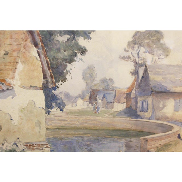 1910s Circa 1914 English Village Scene in Watercolor by Max Ludby For Sale - Image 5 of 5