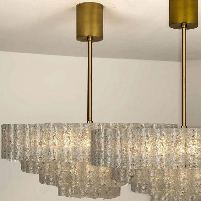 Large Glass Brass Light Fixtures from Doria, Germany, 1969, Set of 3 For Sale - Image 10 of 18
