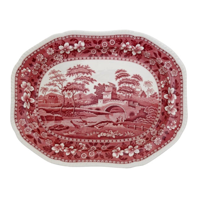 Rare - Early 1900s Copeland Red Spode's Tower 21" Turkey Platter For Sale