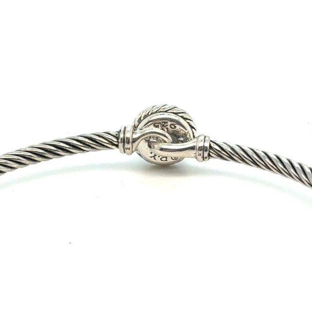 Traditional 1990s David Yurman London Blue Topaz Cuff Bracelet Size M Silver 3 mm Estate For Sale - Image 3 of 5