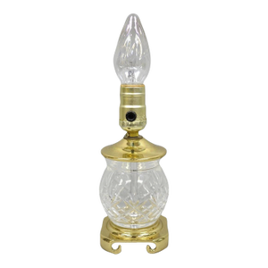 Late 20th Century Waterford Style Small Petite Cut Glass Brass Boudoir Table Lamp by Great Creator