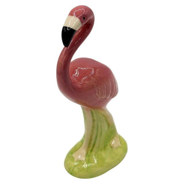 Mid-Century Ceramic Curious Watcher Pink Flamingo Tabletop Statue by Metlox For Sale In Los Angeles - Image 6 of 9