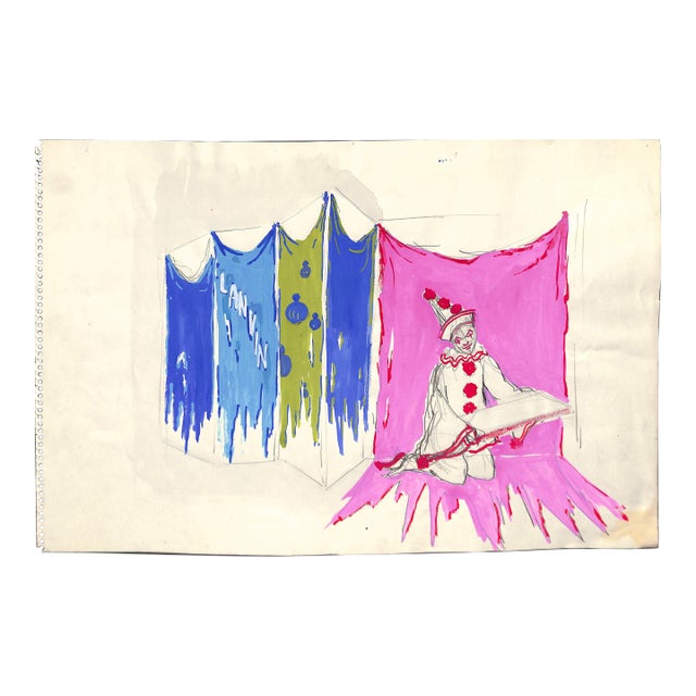 Lanvin of Paris Original Circa 1950s Advertising Watercolor Artwork For Sale