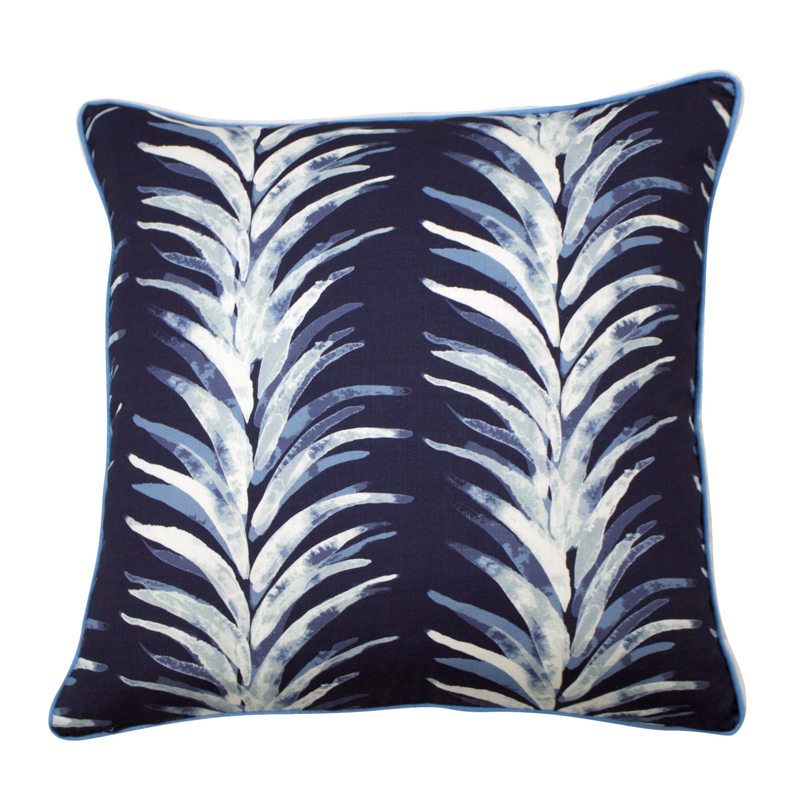 Lacefield Designs Blue Palm Pillow With Piping and Flange Chairish
