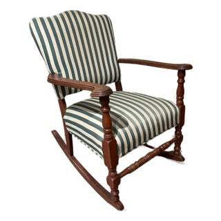 Early 20th Century Late Victorian (Thonet-Era) Striped Nursery or Accent Rocker For Sale