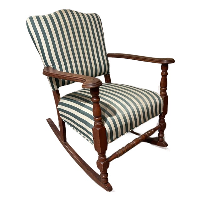 Early 20th Century Late Victorian (Thonet-Era) Striped Nursery or Accent Rocker For Sale