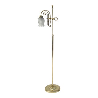 1920s Vintage Polished Brass Floor Lamp For Sale