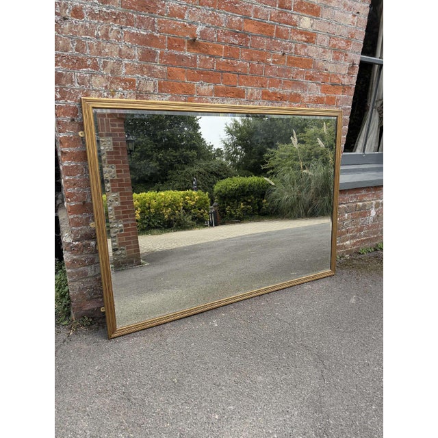 Large Antique 19th Century English Gilt Ribbed Framed Mirror For Sale - Image 6 of 7
