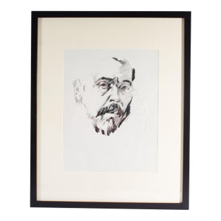 Charcoal Portrait Drawing of a Man by James Bruch For Sale