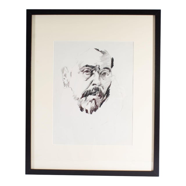 Charcoal Portrait Drawing of a Man by James Bruch For Sale