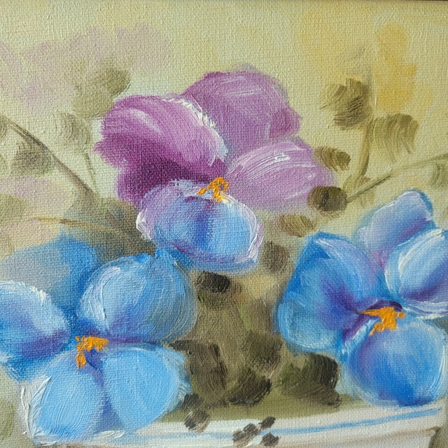 1970s Vintage Raw Wood Lattice Framed Floral Oil Painting by L. Tunnell Ooak Cottage For Sale - Image 5 of 18