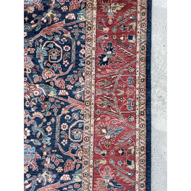 Navy Persian Ferahan Design Hand-Knotted Wool Rug, 08'02 X 09'11 For Sale - Image 4 of 10