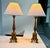 These are beautiful table lamps with a warm, bronze finish. They were placed in a large hall on a French buffet the height...