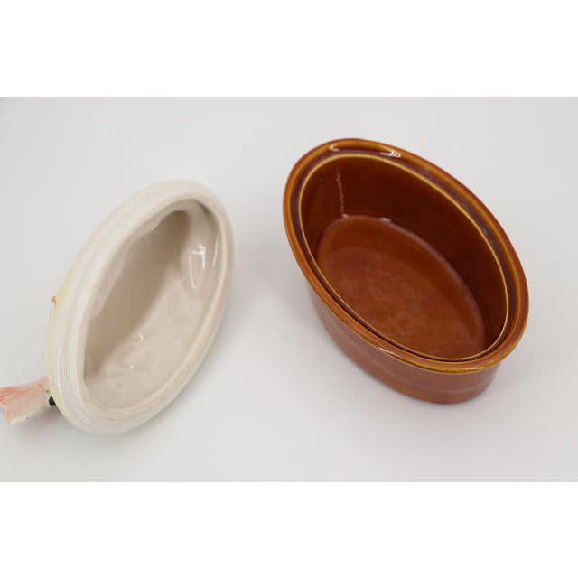 Brown 1970s Portuguese Majolica Salmon Pâté Tureen For Sale - Image 8 of 10