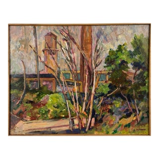 Vintage Industrial Philadelphia Landscape by Anthony Ferrara, Signed (Ca. 1980, Oil on Canvas)/Van Gogh For Sale
