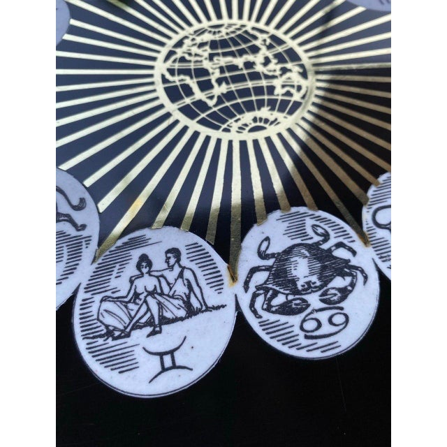 Metal Zodiac & Globe Tray Vintage Couroc of Monterey | Astrological Celestial Design | California Modern For Sale - Image 7 of 14