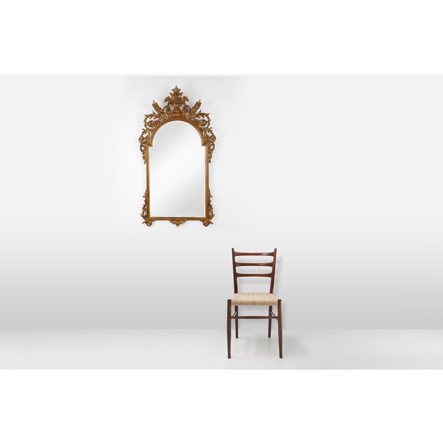 Belgium / 1950 / Mirror / Deknudt / wood, mirror / Baroque / Rococo Impressive gold framed rectangular mirror with rounded...