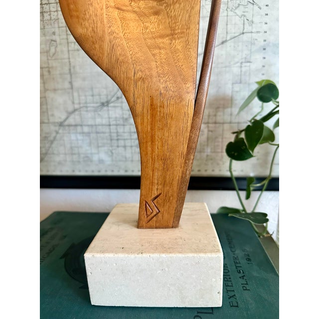 Modern Abstract Wood Sculpture on Marble Base by Dennis Sohocki For Sale - Image 4 of 10