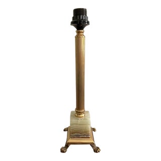 Mid-Century Ornate Italian Onyx and Brass Table Lamp For Sale