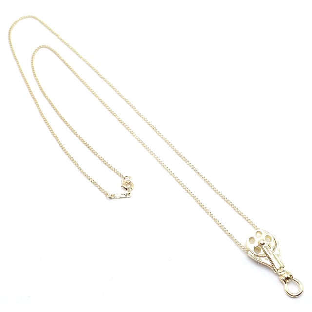 Gold Vintage Tiffany & Co. Ralph Lauren Yellow Gold Pulley Pendant Necklace For Sale - Image 8 of 14