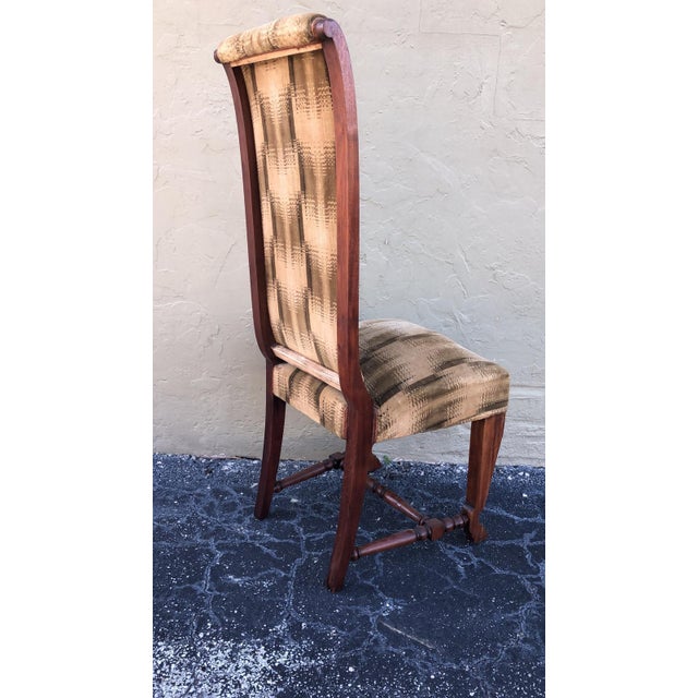 20th Century Set of Six Deco Dark Walnut Refinished Tall Back Dining Chairs For Sale - Image 4 of 18